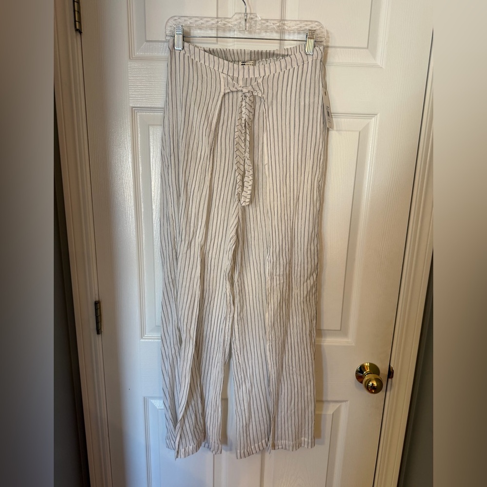 Billabong Black and White Striped Pants with front tie